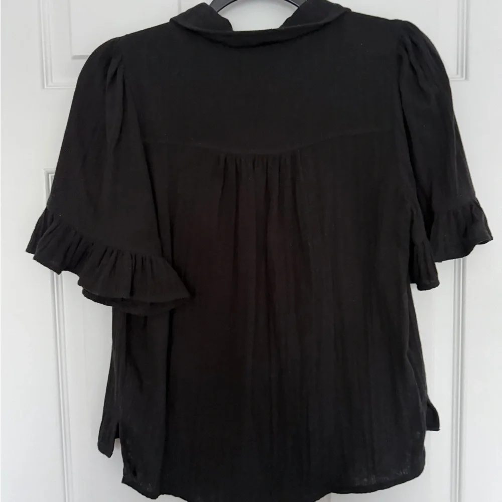 ME+EM Black Set - Ruffled Sleeve Blouse & Matching Pants - Picture 3 of 8